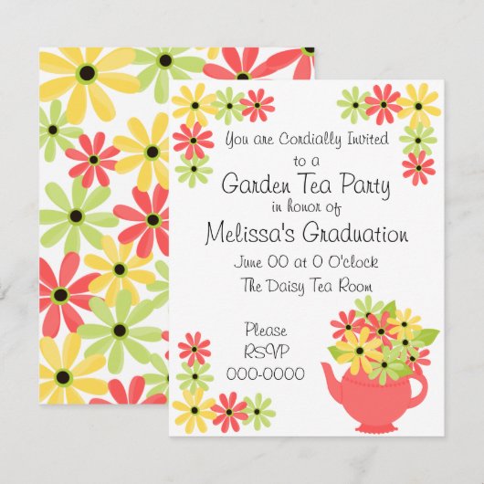 Invitation Fleurs dans une théière (Devant / Derrière)