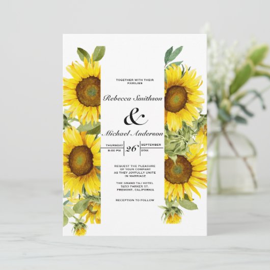 Invitation fleurs d'aquarelle (Debout devant)