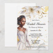 Invitation Fleurs d'aquarelle afro-américaines mariées (Devant / Derrière)