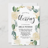 Invitation Fleurs d'aquarelle avec Parties scintillant d'or B (Devant)