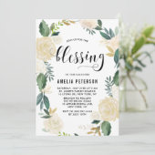 Invitation Fleurs d'aquarelle avec Parties scintillant d'or B (Debout devant)