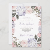 Invitation Fleurs d'aquarelle avec photo et Mariage de code Q (Devant)