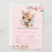 Invitation Fleurs d'aquarelle Baby shower bébé Giraffe (Devant)