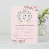 Invitation Fleurs d'aquarelle Baby shower de cerfs de bébés (Debout devant)