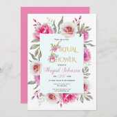 Invitation Fleurs d'aquarelle bébé virtuel ou douche nuptiale (Devant / Derrière)