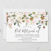 Invitation Fleurs d'aquarelle blanc et blanc Bat Mizvah (Devant)