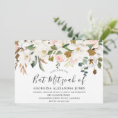 Invitation Fleurs d'aquarelle blanc et blanc Bat Mizvah (Debout devant)