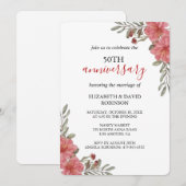 Invitation fleurs d'aquarelle blanc mariage 50e anniversaire (Devant / Derrière)