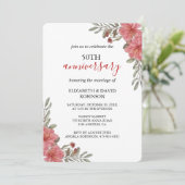 Invitation fleurs d'aquarelle blanc mariage 50e anniversaire (Debout devant)
