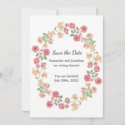 Invitation Fleurs d'aquarelle blanche Boho Enregistrer la dat (Devant)
