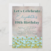 Invitation Fleurs d'aquarelle bleu Arrière - plan rustique (Devant)