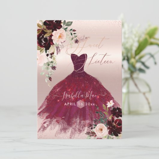 Invitation Fleurs d'aquarelle bleu doux 16 (Debout devant)