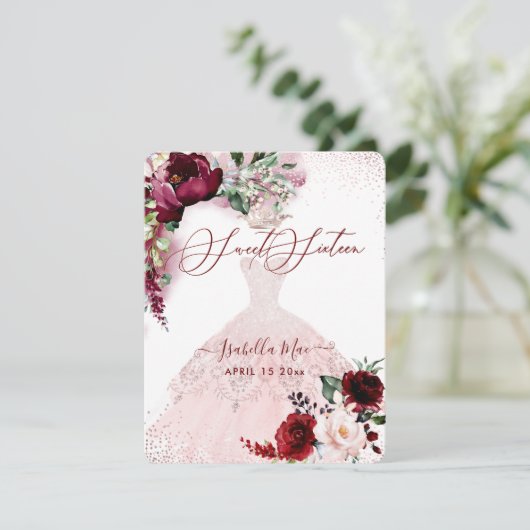 Invitation Fleurs d'aquarelle bleu doux 16 (Debout devant)