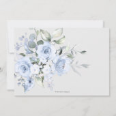 Invitation Fleurs d'aquarelle Bleu Dusty Roses Bénédiction (Dos)