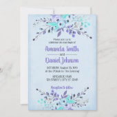 Invitation Fleurs d'aquarelle bleu et violet Roses (Devant)