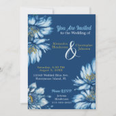 Invitation Fleurs d'aquarelle bleu floral personnalisables (Devant)