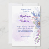 Invitation Fleurs d'aquarelle bleu pâle Mariage (Devant)