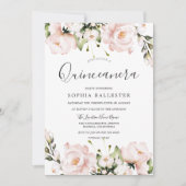 Invitation Fleurs d'aquarelle bleu Quinceanera 15e partie (Devant)