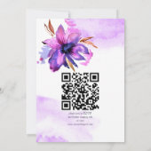 Invitation Fleurs d'aquarelle bleu violet mariage modèle (Dos)