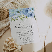 Invitation Fleurs d'aquarelle bleue Beau Mariage