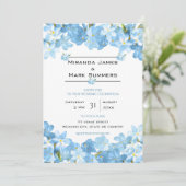 Invitation Fleurs d'aquarelle bleue Mariage élégant (Debout devant)