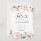Invitation Fleurs d'aquarelle blush 50e fête d'anniversaire (Devant)