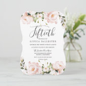 Invitation Fleurs d'aquarelle blush 50e fête d'anniversaire (Debout devant)