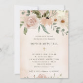 Invitation Fleurs d'aquarelle Boho Blush simples | Baptême (Devant)