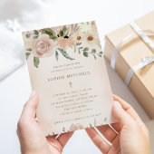 Invitation Fleurs d'aquarelle Boho Blush simples | Baptême