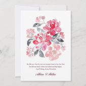 Invitation Fleurs d'aquarelle botanique rose et gris Invitat (Dos)