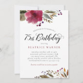 Invitation Fleurs d'aquarelle Bourgogne 75e anniversaire (Devant)