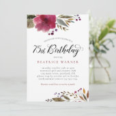 Invitation Fleurs d'aquarelle Bourgogne 75e anniversaire (Debout devant)