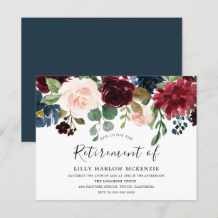 Invitation Fleurs d'aquarelle Bourgogne Parti de retraite