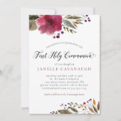 Invitation Fleurs d'aquarelle Bourgogne première communion sa (Devant)