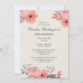 Invitation Fleurs d'aquarelle chic 85e anniversaire (Dos)