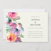 Invitation Fleurs d'aquarelle colorées Boho Mariage simple (Devant)