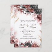 Invitation Fleurs d'aquarelle d'automne Mariage chic (Devant / Derrière)