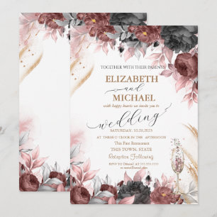 Invitation Fleurs d'aquarelle d'automne Verre à champagne Mar