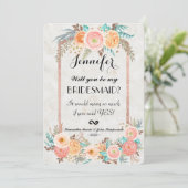 Invitation Fleurs d'aquarelle de corail et serveuses d'éducat (Debout devant)