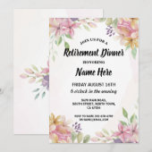 Invitation Fleurs d'aquarelle de la fête de retraite d'été ro (Devant / Derrière)