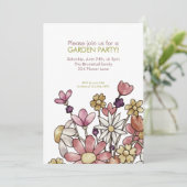 Invitation Fleurs d'aquarelle de la fête du jardin (Debout devant)