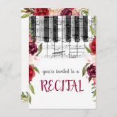 Invitation fleurs d'aquarelle de marsala récital (Devant / Derrière)