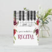 Invitation fleurs d'aquarelle de marsala récital (Debout devant)