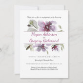 Invitation Fleurs d'aquarelle de prune Partie d'engagement ro (Devant)