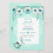 Invitation Fleurs d'aquarelle de thé à la menthe (Devant / Derrière)