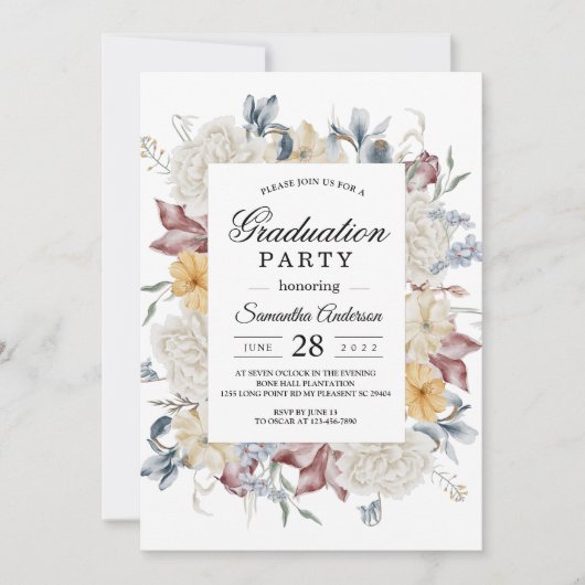 Invitation Fleurs d'aquarelle d'hiver (Devant)