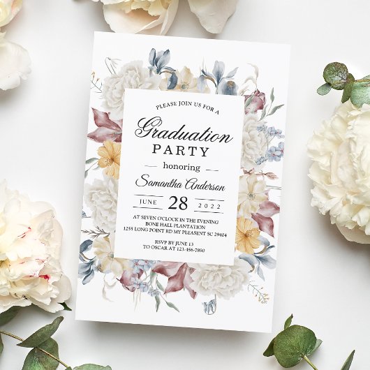 Invitation Fleurs d'aquarelle d'hiver