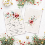 Invitation Fleurs d'aquarelle d'hiver 30e fête d'anniversaire<br><div class="desc">Les fleurs d'eau d'hiver rouge et blanc sont nichées dans des feuilles et des feuillages verts à la sauge molle. Les flocons d'or apportent une touche festive. Un script élégant, simple et moderne lui donne une ambiance ouverte et aérée. Il y a aussi un boquet de fleurs d'hiver à l'arrière....</div>