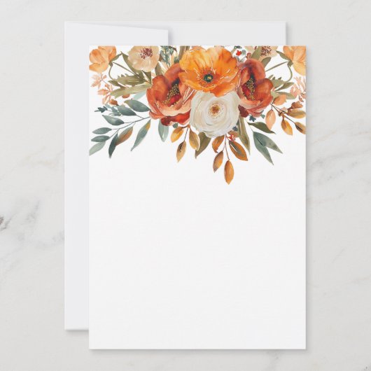 Invitation fleurs d'aquarelle Dîner d'action de grâces (Dos)
