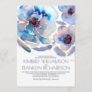 Invitation Fleurs d'aquarelle Dîner de répétition du Boho ble